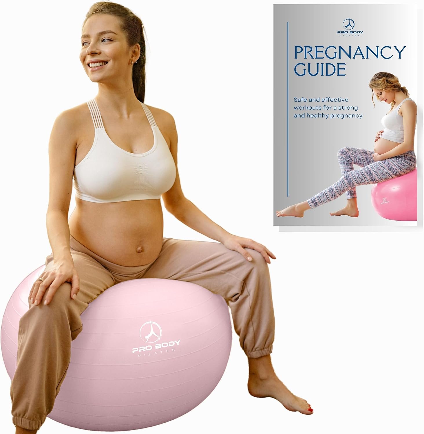 ProBody Pilates Pregnancy Ball – Yoga Ball for Pregnancy with Book, Prenatal, Labor & Postnatal Maternity Exercise