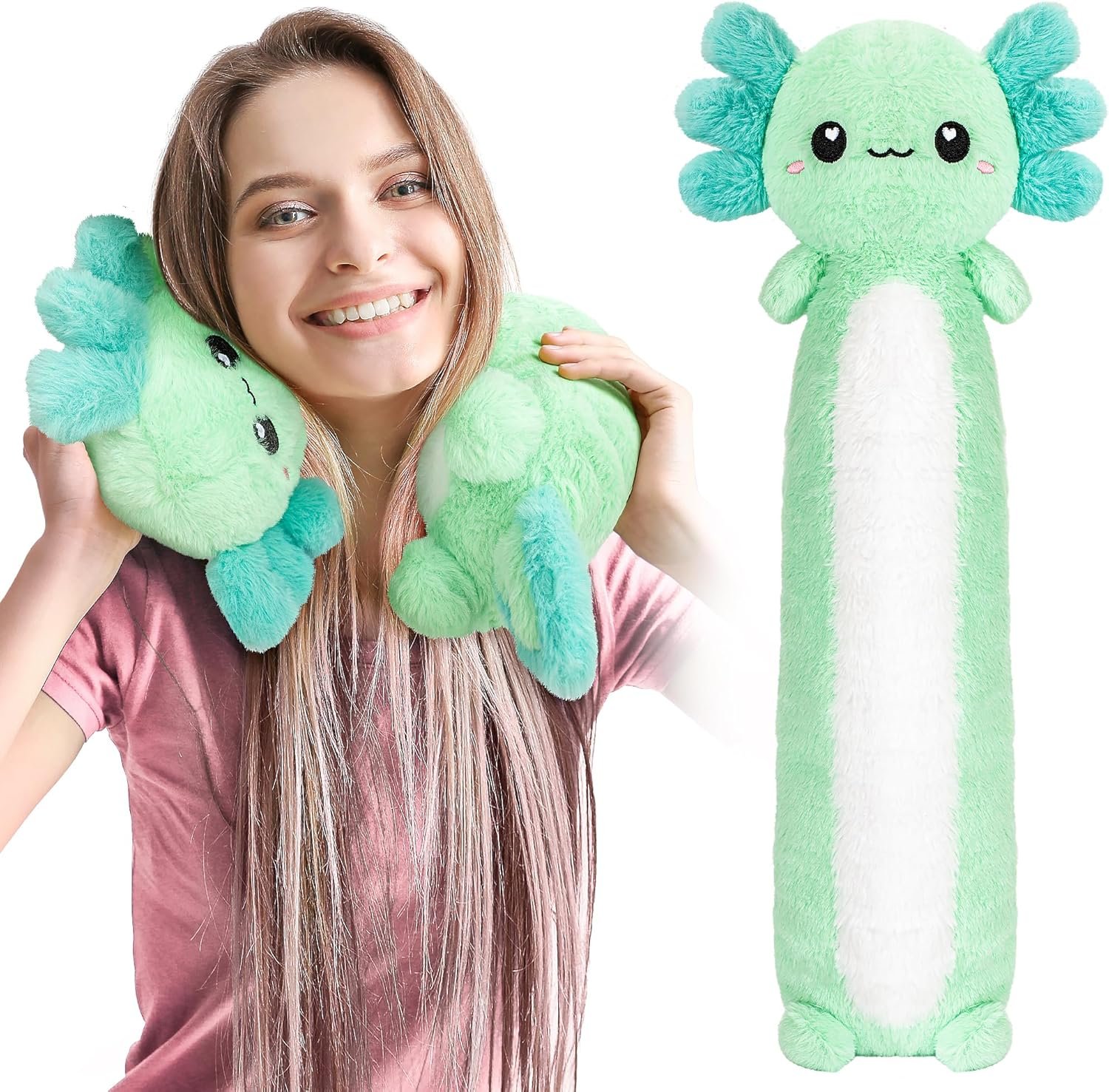 Axolotl Unscented 2Lbs Heating Pad for Neck Shoulders and Back Wrap Microwavable, Heatable 22.5″ Cute Warm Stuffed Animals Neck Warmer – Axolotl Gifts for Women Girls and Kids