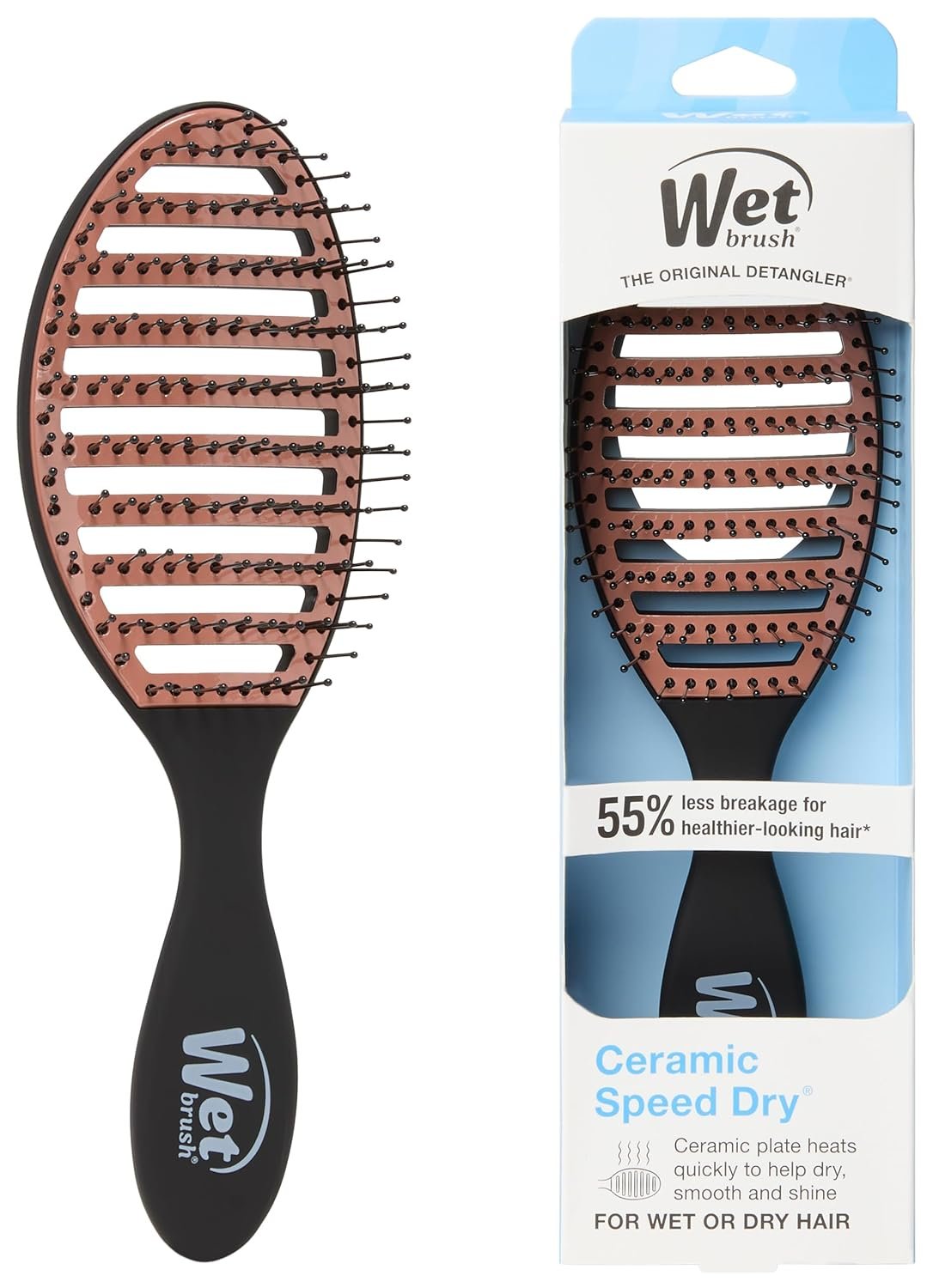 Wet Brush Ceramic Speed Dry Hair Brush, Black – Vented Design & Soft HeatFlex Bristles for Blow-Dry Safe Styling – Ergonomic Handle for Pain-Free Detangling – Hair Accessories for All Hair Types
