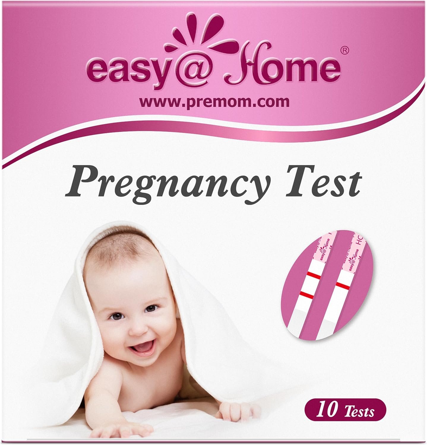 Easy@Home Pregnancy Test Strips Kit: 10 Pack hCG Test Strips – Early Detection Home Pregnancy Strips Bulk