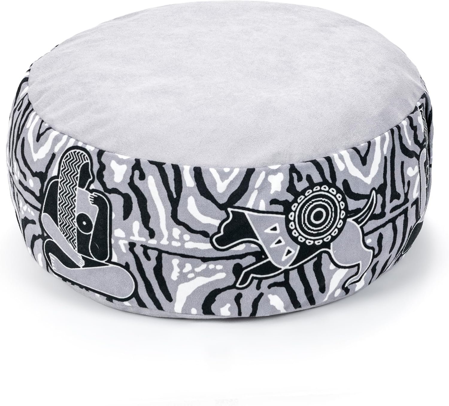 Zaveur Royal Court Zafu Meditation Cushion – 18″ Round Yoga Bolster Pillow with 100% Cotton Filling and Canvas Cover – Premium Floor Pillow for Meditation – Yoga Cushion for Sitting on Floor – Gray