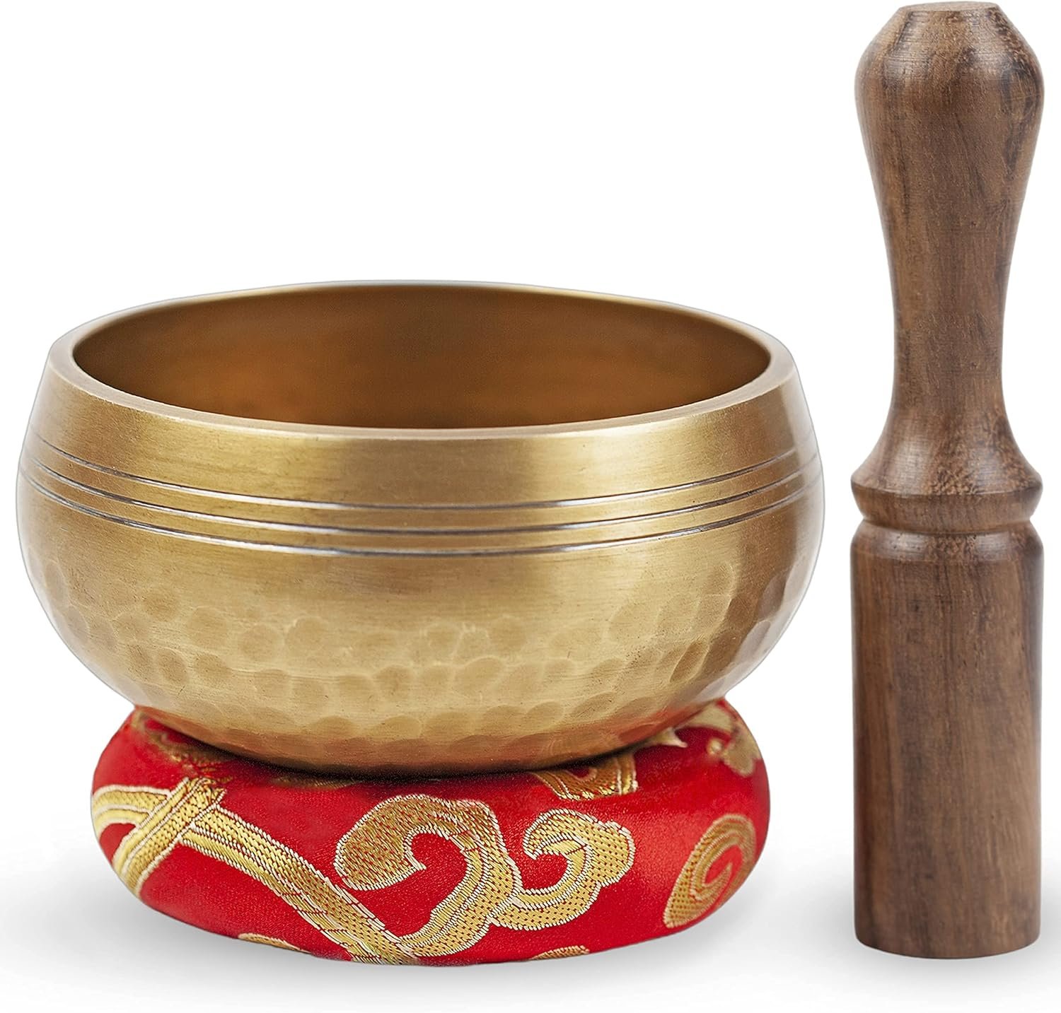Tibetan Singing Bowl Set – Easy To Play for Beginners – Authentic Handcrafted Mindfulness Meditation Holistic Sound 7 Chakra Healing Gift by Himalayan Bazaar (3.5″)