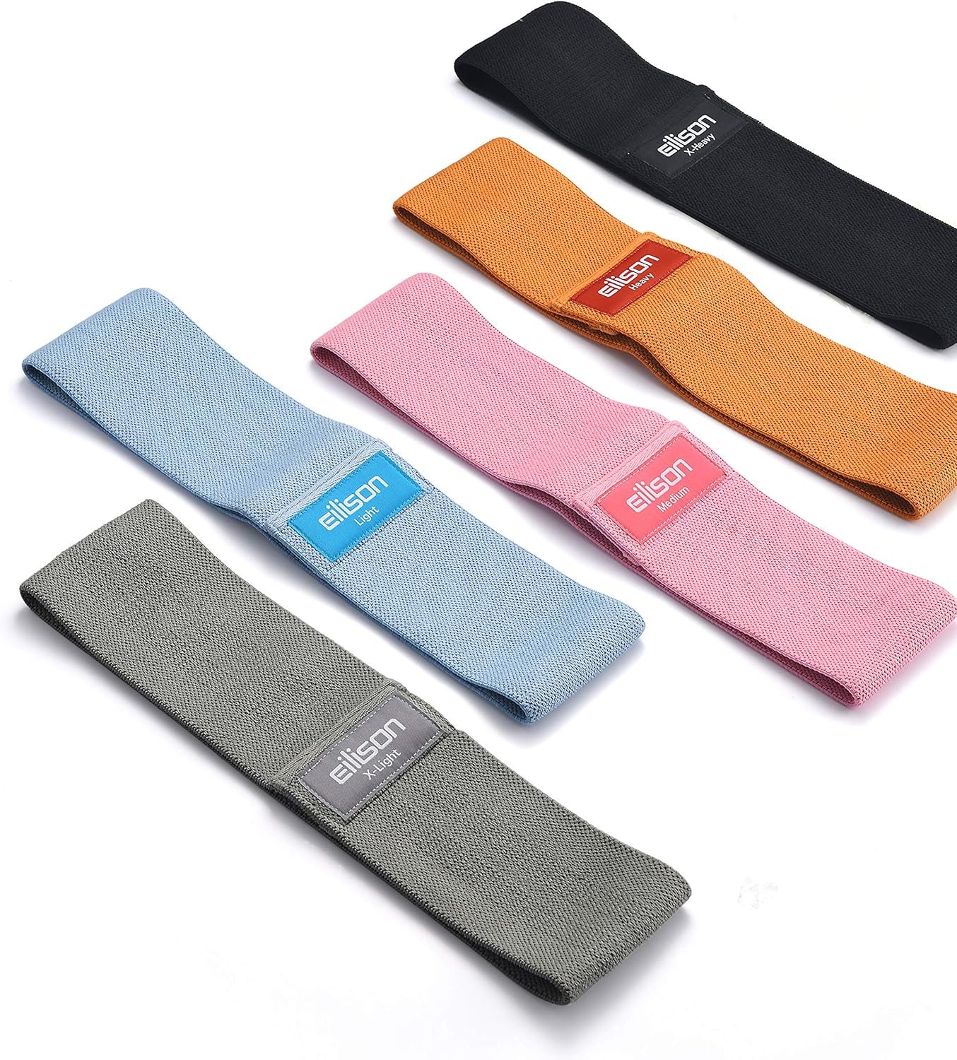 EILISON GLAMFIT Booty Resistance Bands for Women – Set of Non-Slip 5 Cotton Loops, Hip Thigh Glute Workout Bands for Squats, Yoga & Home Fitness Strength Training (Level 5)