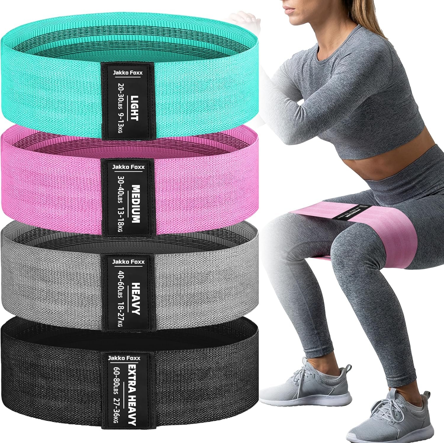 Fabric Resistance Bands,5 Non-Slip Fabric Workout Bands,Booty Bands for Women & Men, Elastic Exercise Bands for Legs, Glutes, Hips & Thighs, Home Fitness & Gym