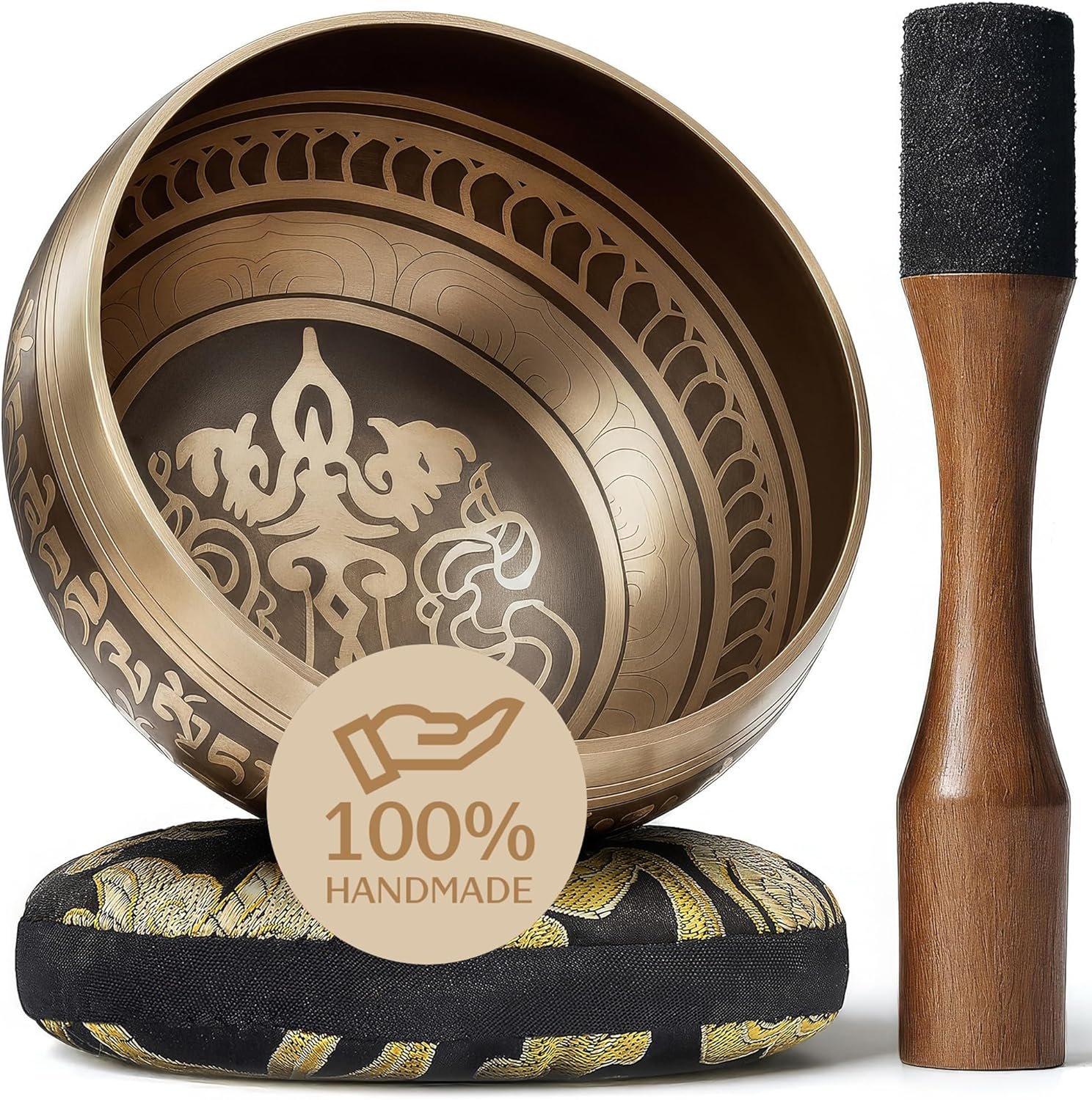 Silent Mind Tibetan Singing Bowl Set – Easy to Play & Beginner Friendly Meditation Bowl with Cushion & Mallet | Stress Relief & Mindfulness | Gift-Ready