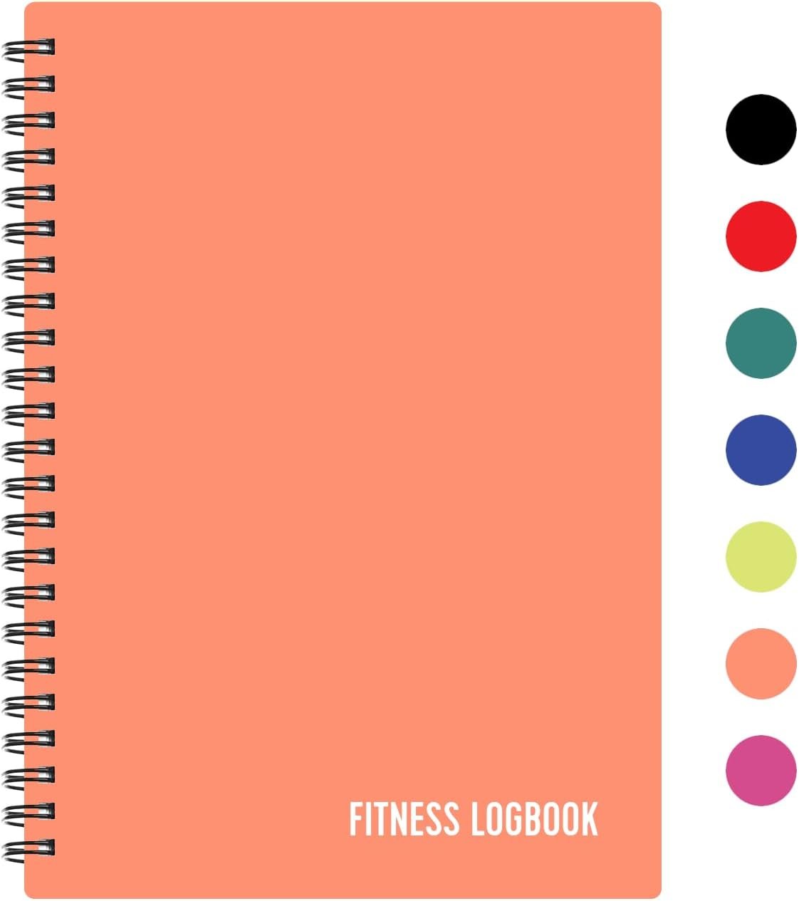 Fitness Logbook (Peach) – A5 Undated Workout Journal For Men & Women – Plastic Cover & Thick Paper – Planner Log Book To Track Weight Loss, Muscle Gain, Gym Exercise, Bodybuilding Progress