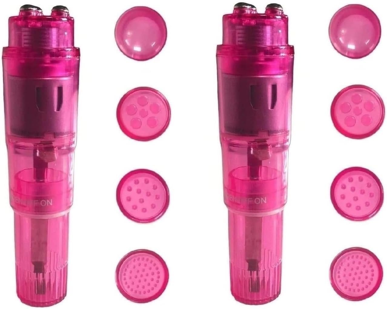 Mini Massager Handheld Pen with 4 Heads for Face, Neck, Head,Back (2Pack Pink)