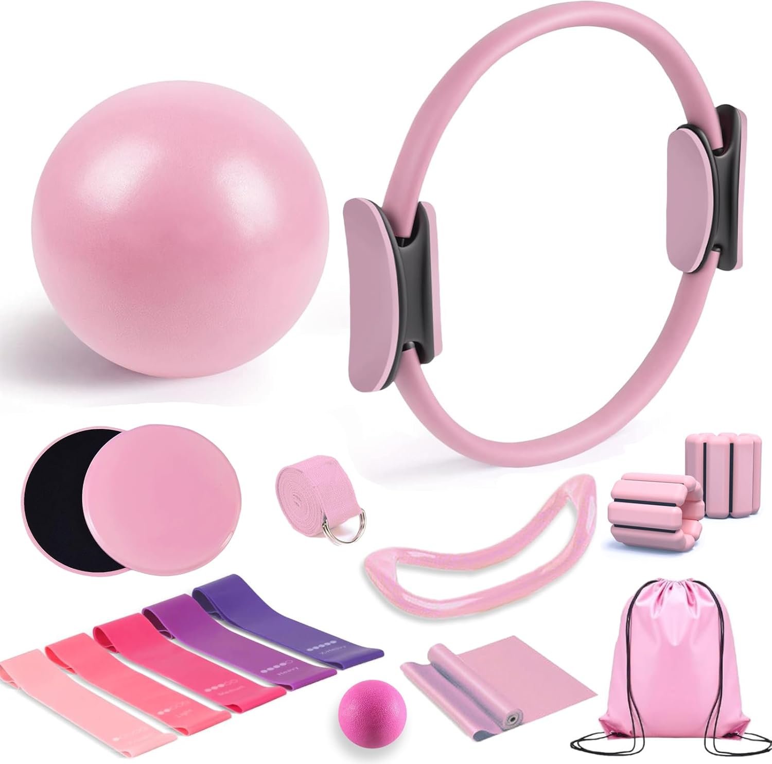 Pilates Kit for Home Workouts – Essential Pilates Equipment Set for Women with Ball & Ring, Home Pilates Accessories for Women & Beginners
