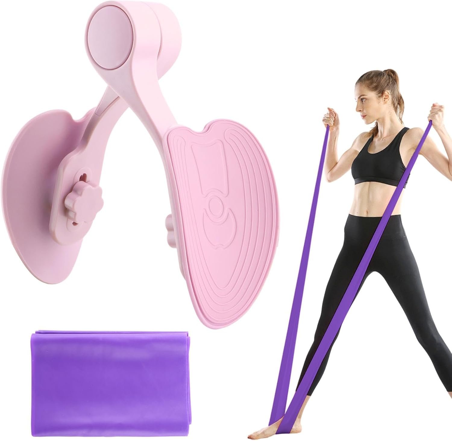 Pelvic Floor Muscle Trainer with Resistance Band, Hip & Pelvic Trainer Kegel Exerciser,Adjustable Inner Thigh Trainers Exercise Workout Equipment for Muscle Strengthening & Toning