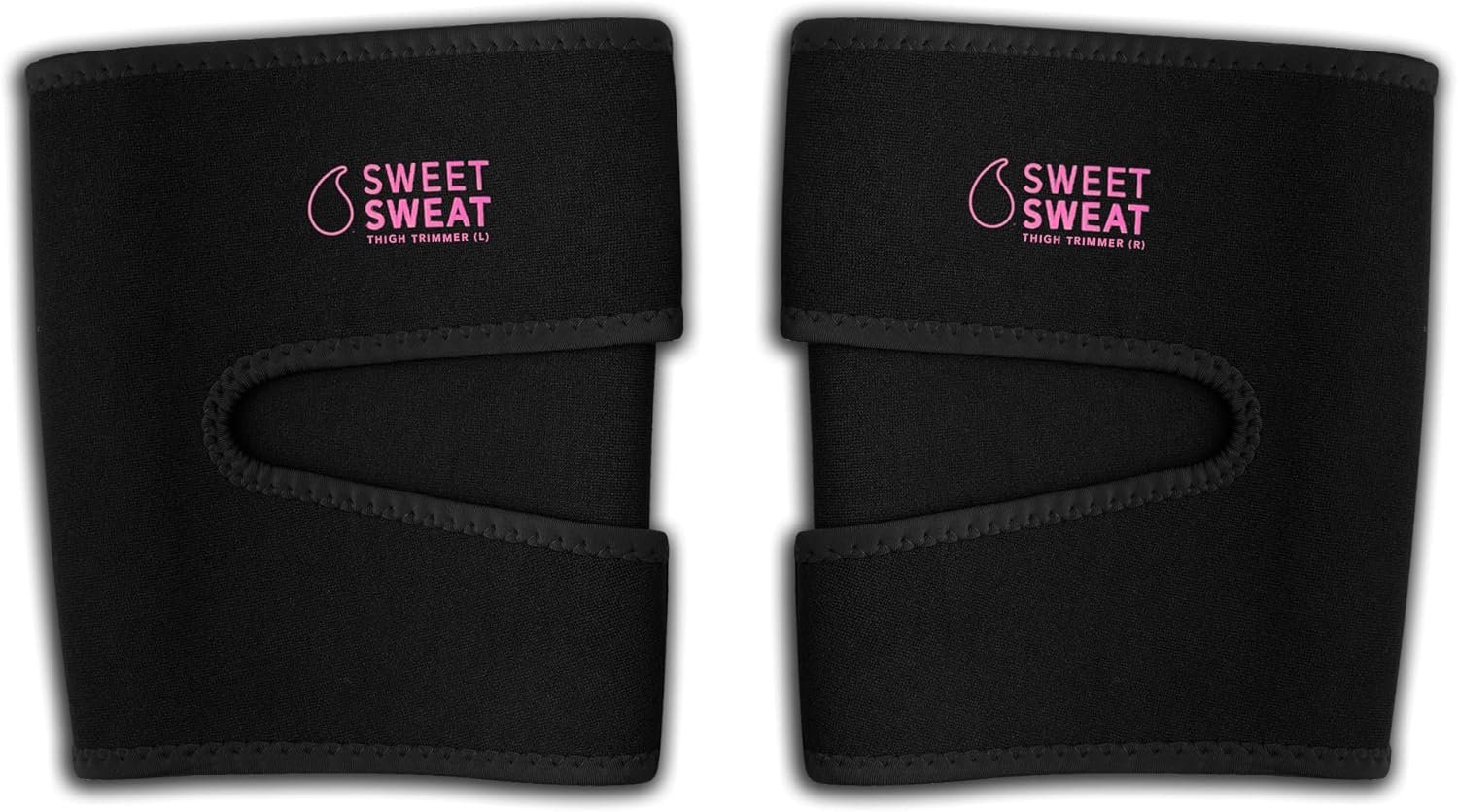 Sports Research Sweet Sweat Thigh Trimmers for Men & Women Increases Sweat & Activity to the Thighs during Exercise (Pink Logo, Medium)