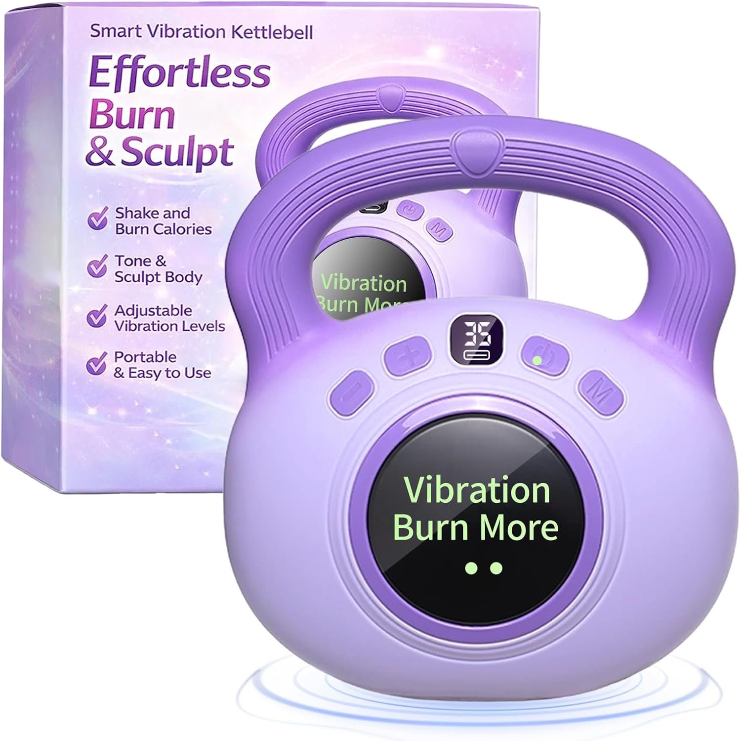 Vibration Kettlebell – 3LB Golden Weight Ideal for Women’s Fat Loss, Body Sculpting & Lymphatic Drainage – Slimming Vibration Exercise Machine for Toning, Circulation & Daily Home Workouts