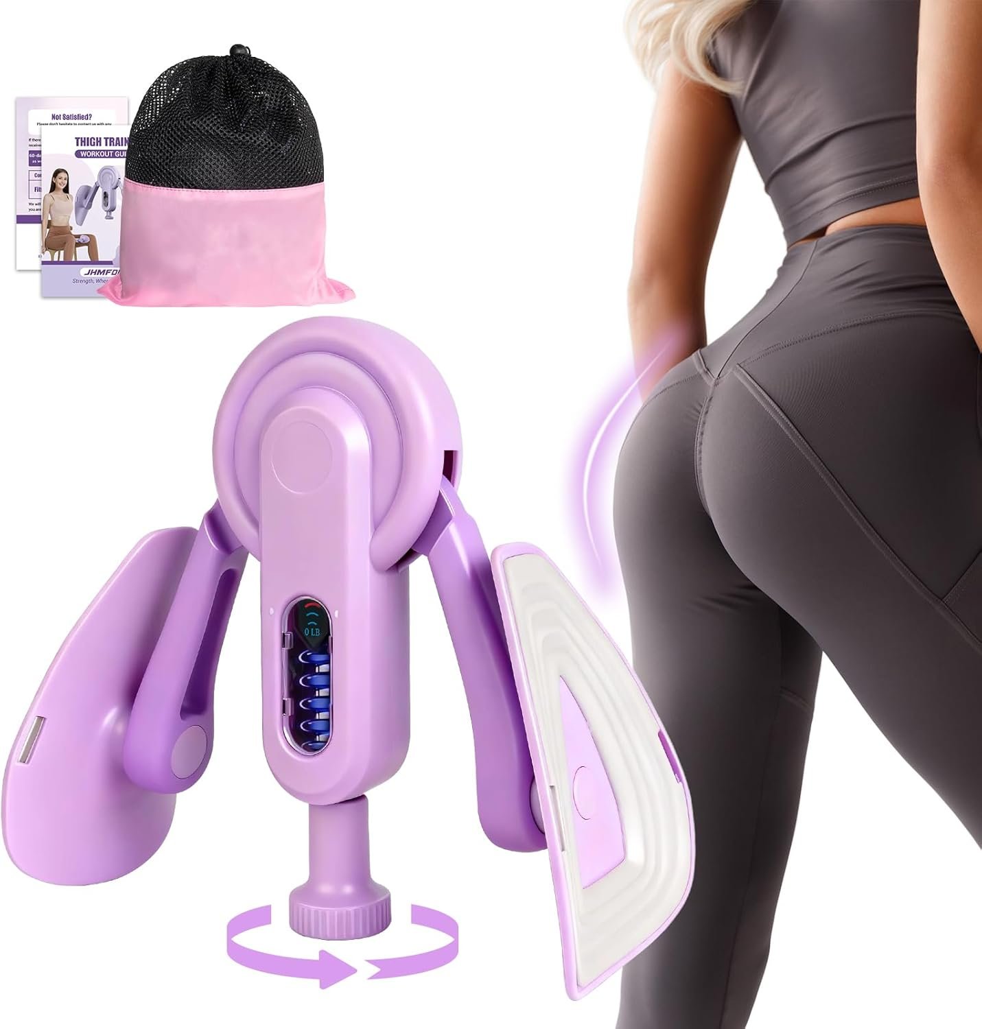 Thigh Trainer Thigh Exerciser for Women, 10-100LB Enhanced Adjustable Resistance Inner Thigh Exerciser, 360° Thigh Trainer Workout Equipment for Pelvic Floor Muscle Repair, Kegel Exercise