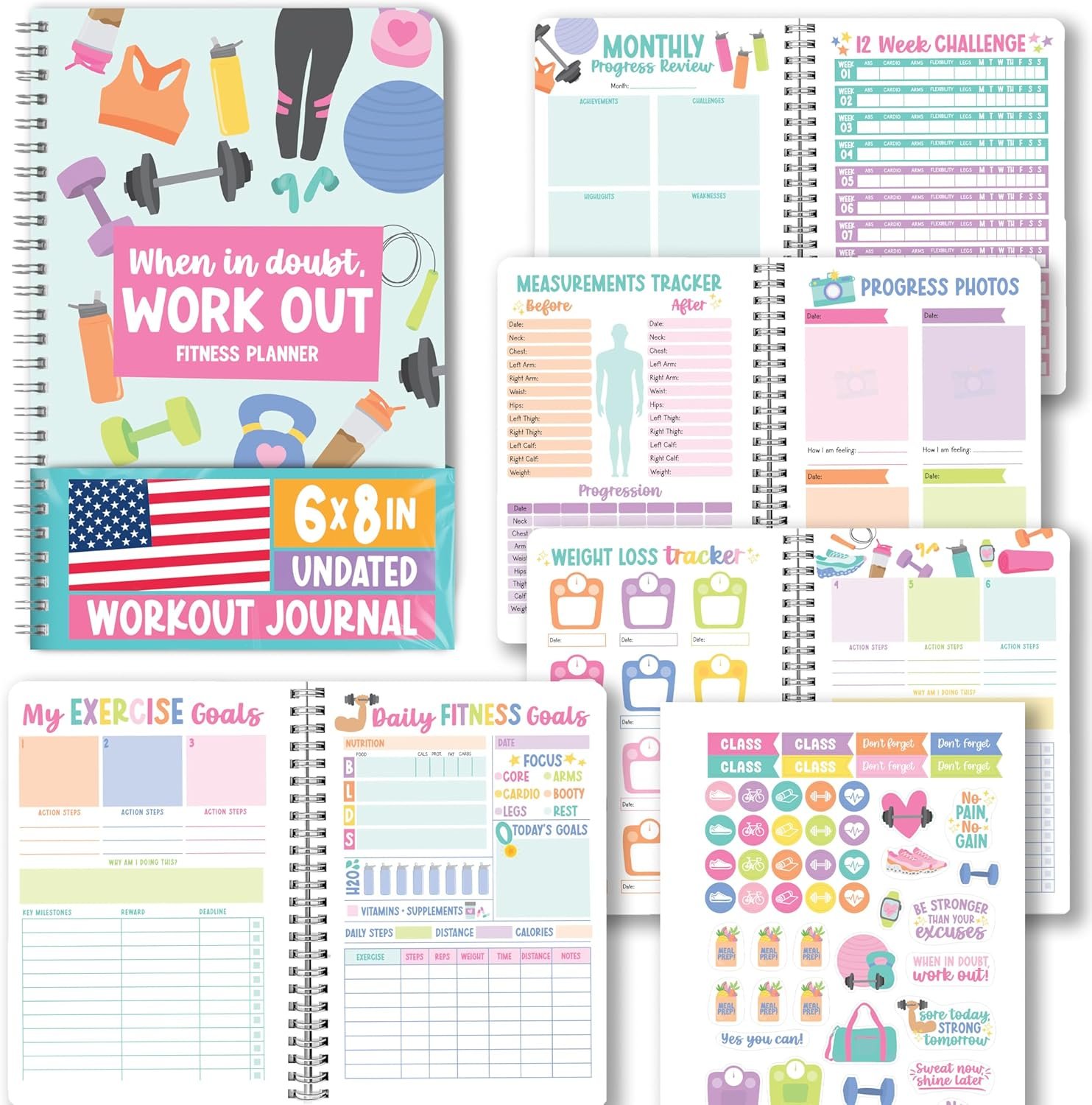Hadley Designs Fitness Journal for Women – Workout Journal for Women, Fitness Planner for Woman, Workout Log Book, Undated Gym Journals & Exercise Journals, Health Notebook, Graduation 2026 Gifts
